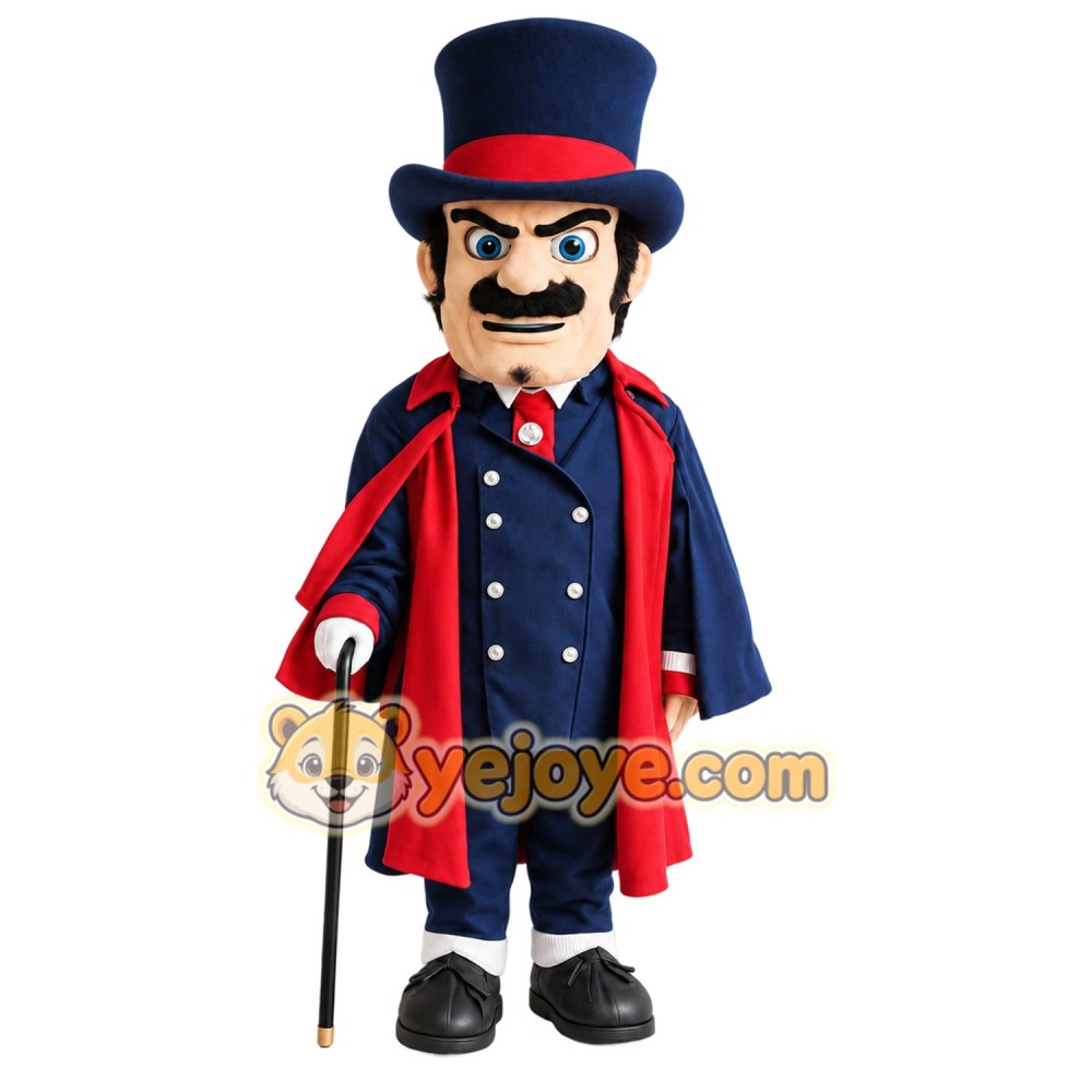 Navy Red Gentleman Mascot Costume Navy Red Gentleman Mascot Costume