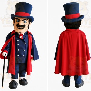 Navy Red Gentleman Mascot Costume