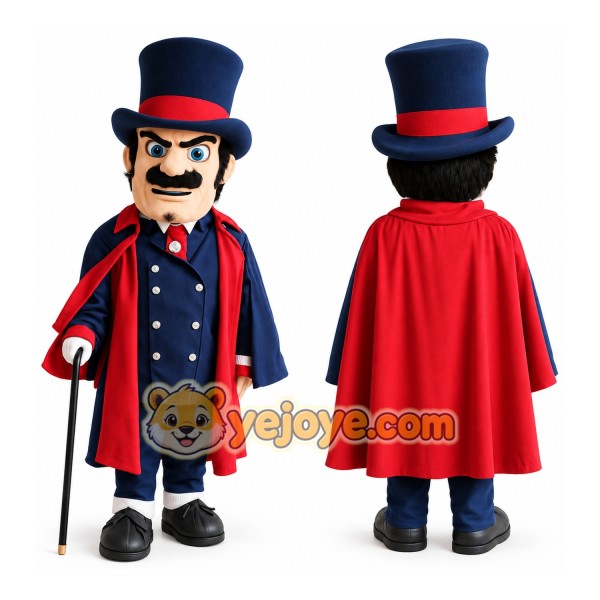 Navy Red Gentleman Mascot Costume