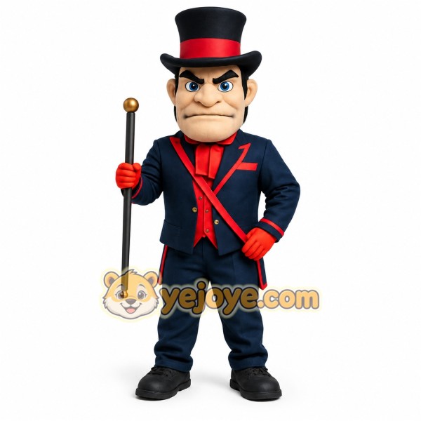 Navy Red Top Hat Ringmaster Mascot Costume
