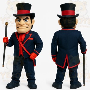 Navy Red Top Hat Ringmaster Mascot Costume