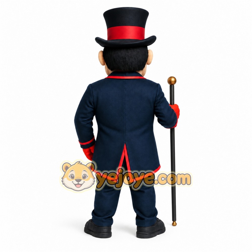 Navy Red Top Hat Ringmaster Mascot Costume Navy Red Top Hat Ringmaster Mascot Costume