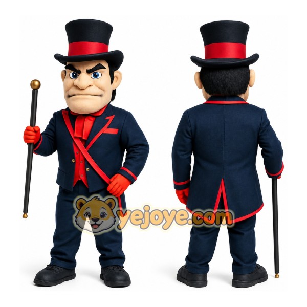 Navy Red Top Hat Ringmaster Mascot Costume