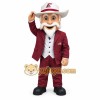 Burgundy White Bearded Cowboy Mascot Costume