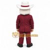 Burgundy White Bearded Cowboy Mascot Costume