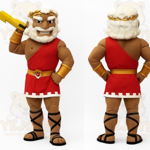 Red White Gold Greek God Mascot Costume