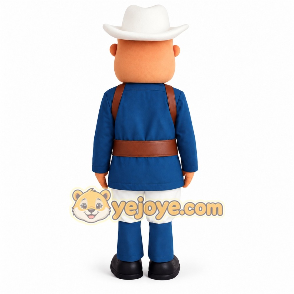 Blue White Cowboy With Red Glasses Mascot Costume