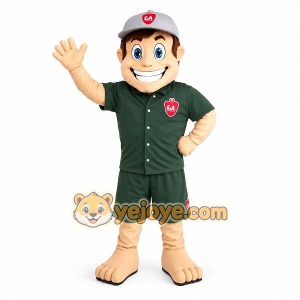 Dark Green Gray Baseball Player Mascot Costume