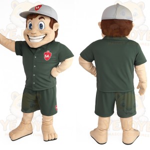 Dark Green Gray Baseball Player Mascot Costume