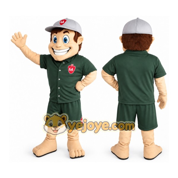Dark Green Gray Baseball Player Mascot Costume