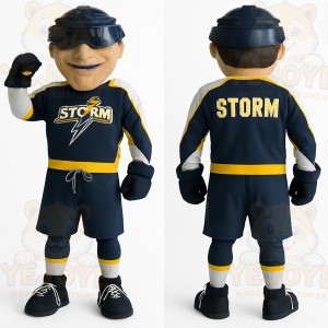 Navy Yellow Hockey Player Mascot Costume