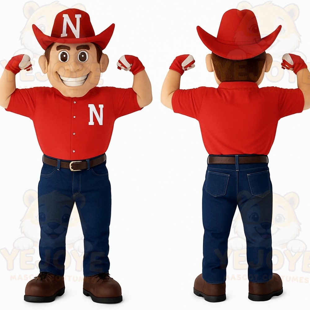 Red Blue Cowboy Mascot Costume