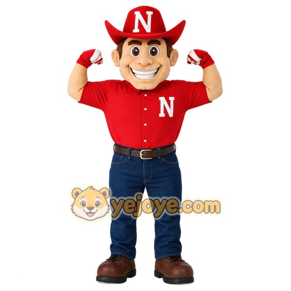 Red Blue Cowboy Mascot Costume