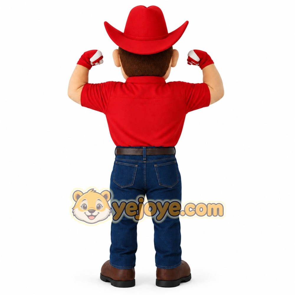Red Blue Cowboy Mascot Costume Red Blue Cowboy Mascot Costume