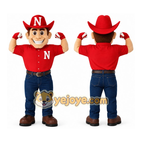 Red Blue Cowboy Mascot Costume