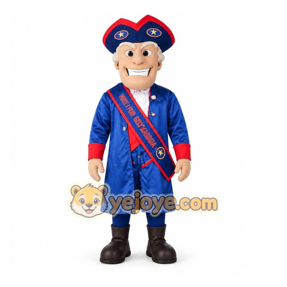 Blue Red Colonial Gentleman Mascot Costume