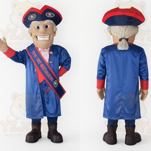Blue Red Colonial Gentleman Mascot Costume