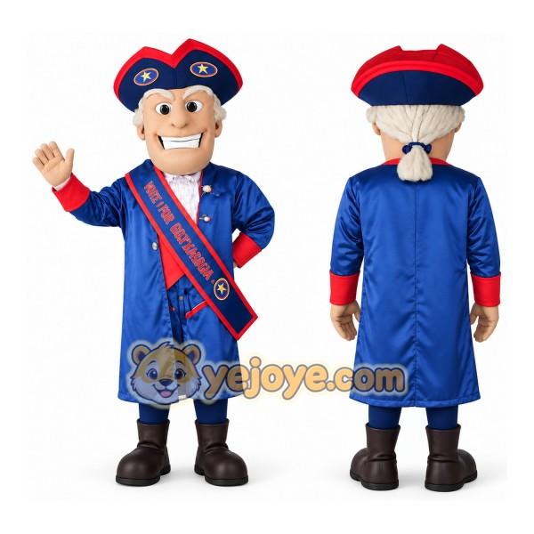 Blue Red Colonial Gentleman Mascot Costume