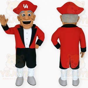Red Black Colonial Gentleman Mascot Costume