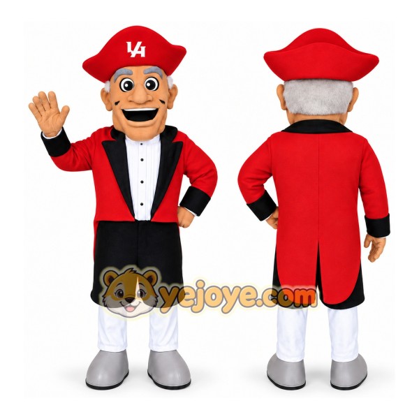 Red Black Colonial Gentleman Mascot Costume