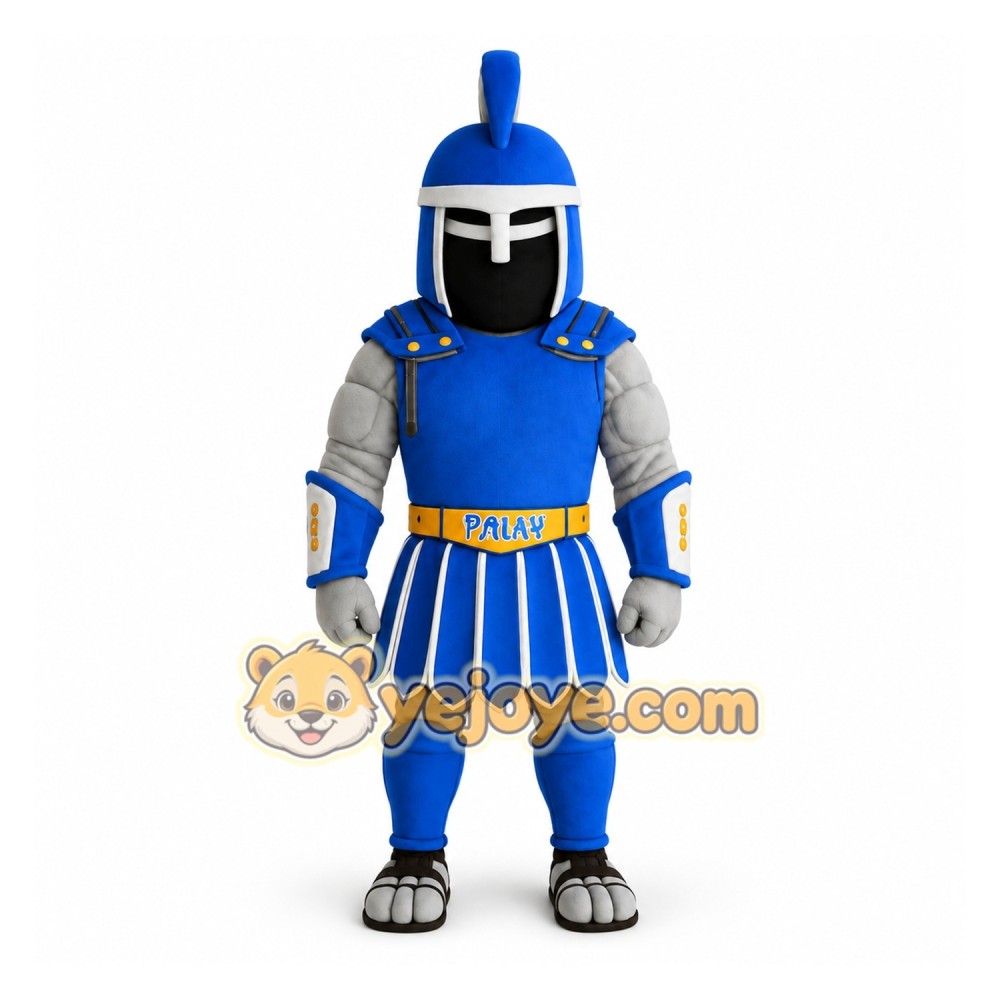 Blue Gray Spartan Warrior Mascot Costume Blue Gray Spartan Warrior Mascot Costume