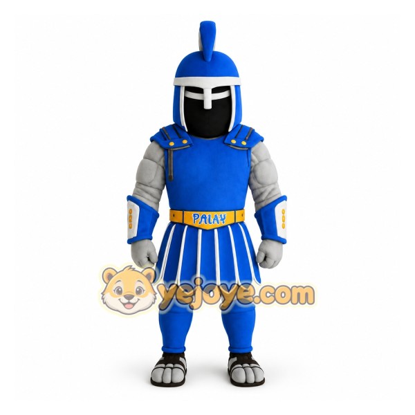 Blue Gray Spartan Warrior Mascot Costume