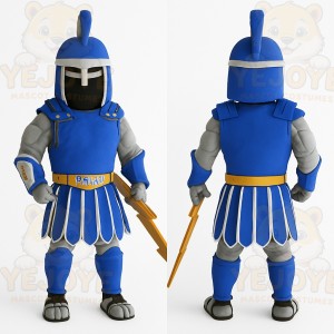 Blue Gray Spartan Warrior Mascot Costume