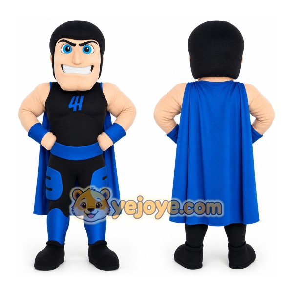 Black Blue Superhero Man Mascot Costume