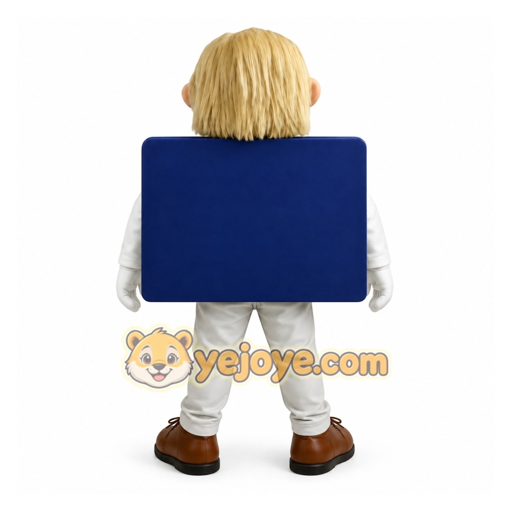 Navy Blue Blond Credit Card Man Mascot Costume Navy Blue Blond Credit Card Man Mascot Costume