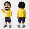 Yellow Navy Bearded Nerd Man Mascot Costume