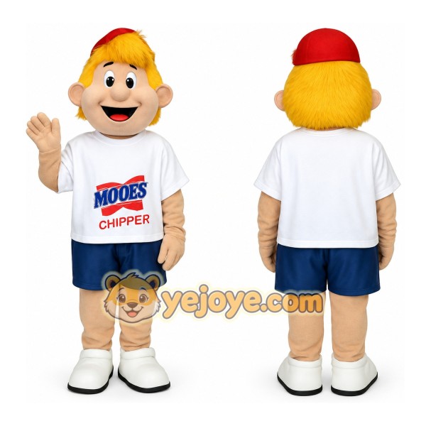 Blonde Boy Red White Navy Mascot Costume