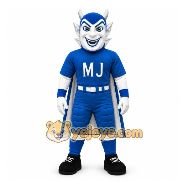 Blue White Caped Devil Mascot Costume
