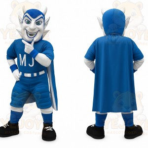 Blue White Caped Devil Mascot Costume