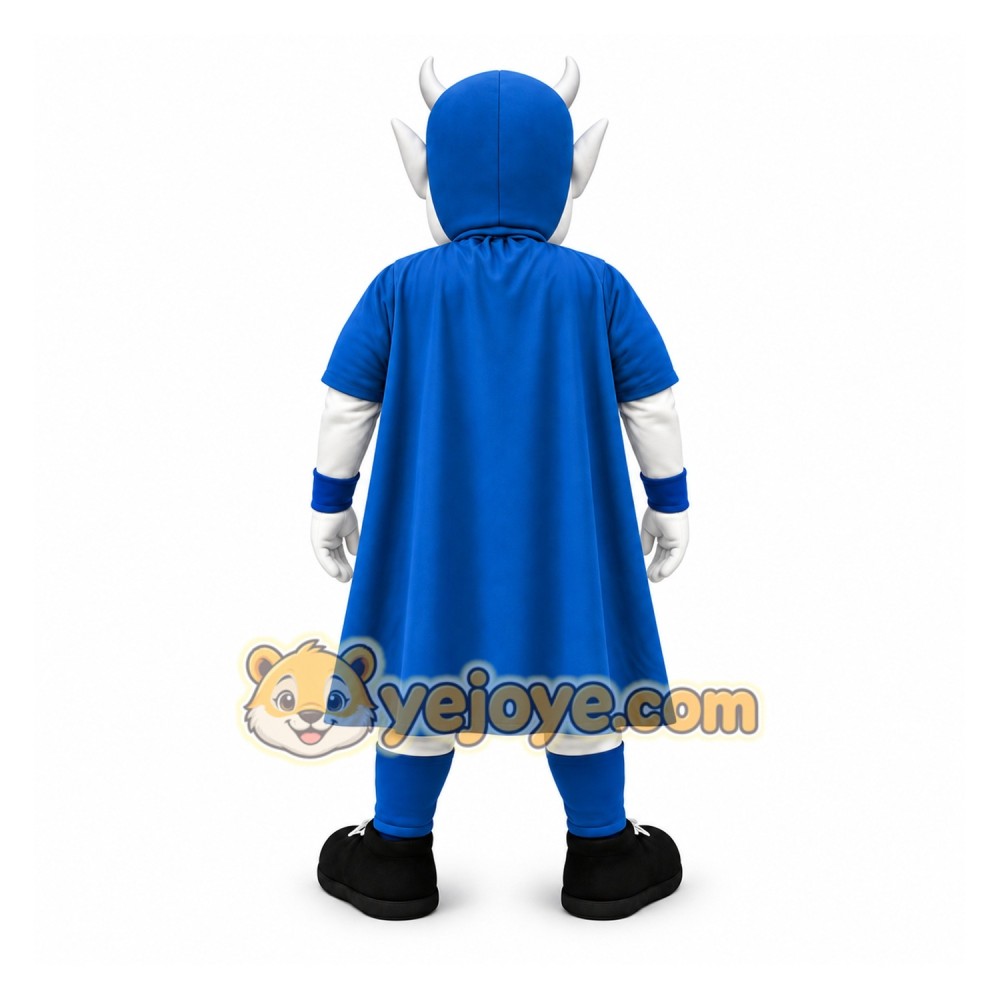Blue White Caped Devil Mascot Costume Blue White Caped Devil Mascot Costume
