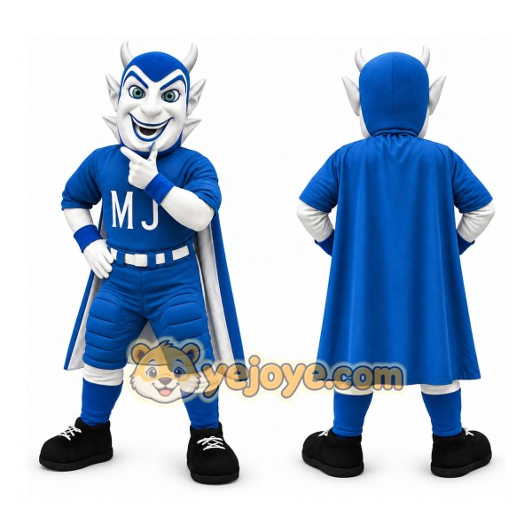 Blue White Caped Devil Mascot Costume