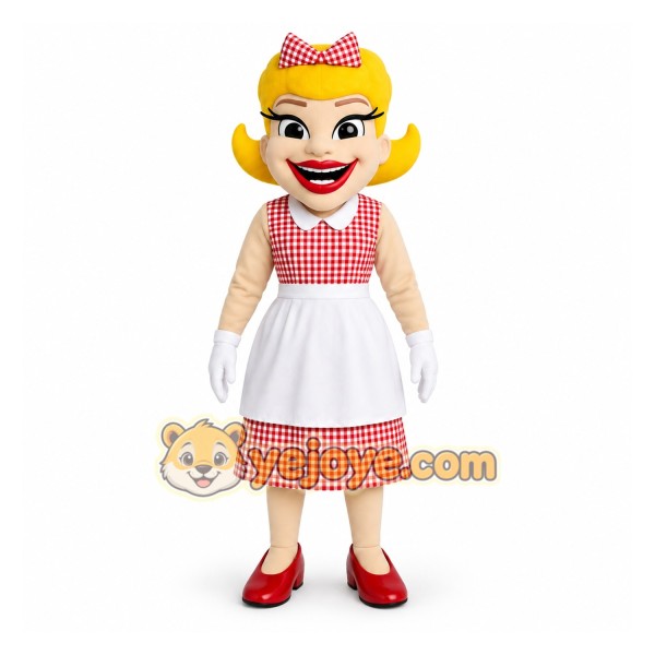 Red White Blonde Waitress Mascot Costume