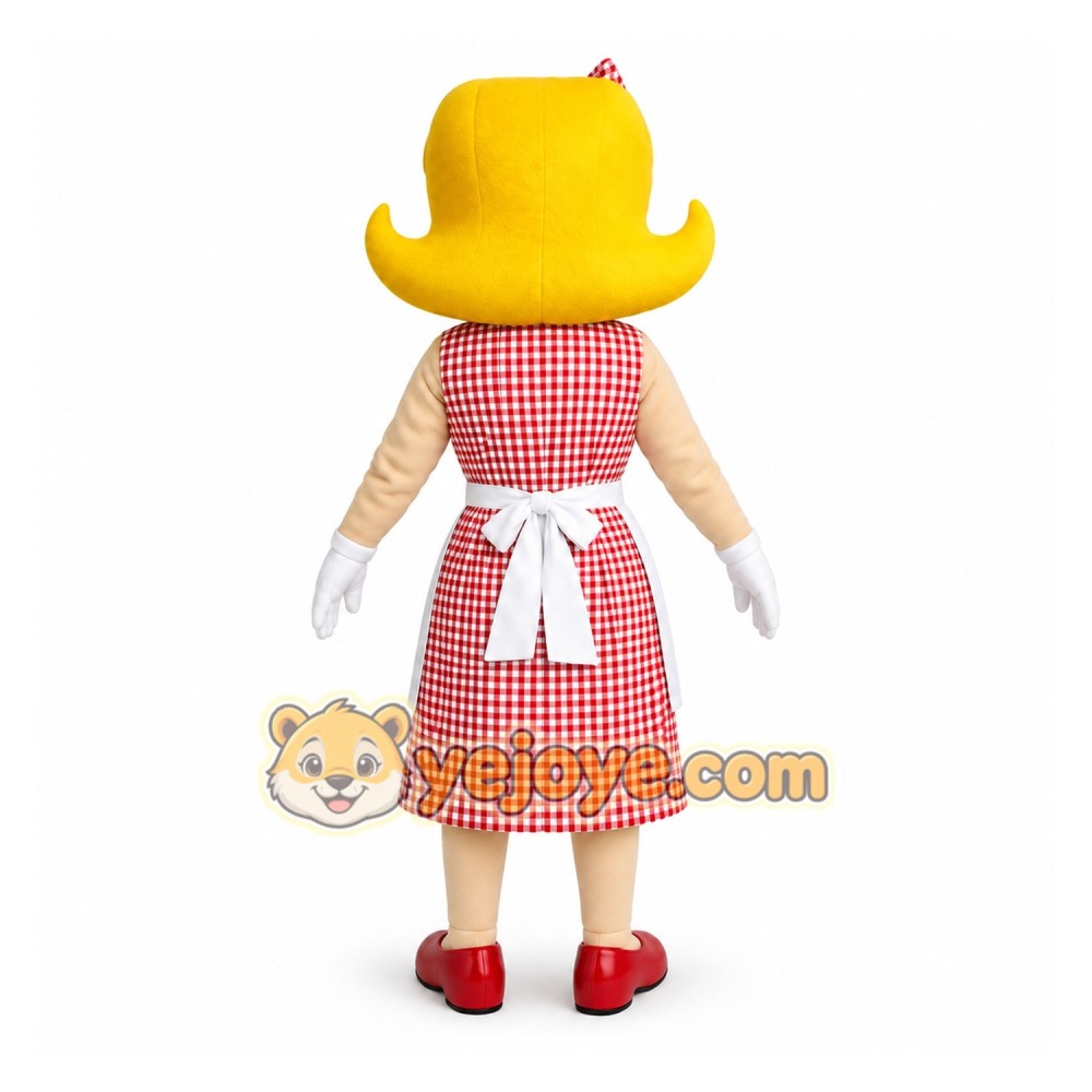Red White Blonde Waitress Mascot Costume Red White Blonde Waitress Mascot Costume