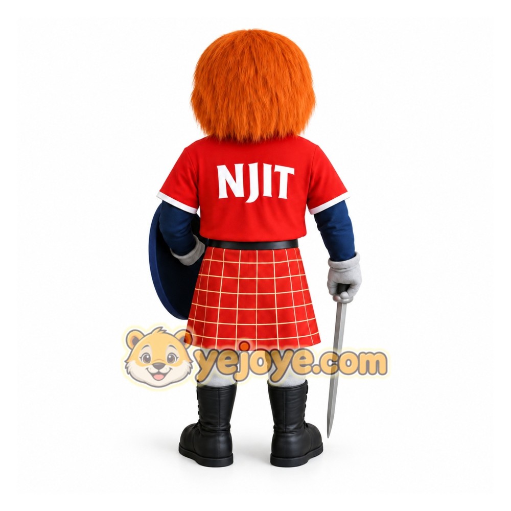 Red Orange Highlander Warrior Mascot Costume Red Orange Highlander Warrior Mascot Costume