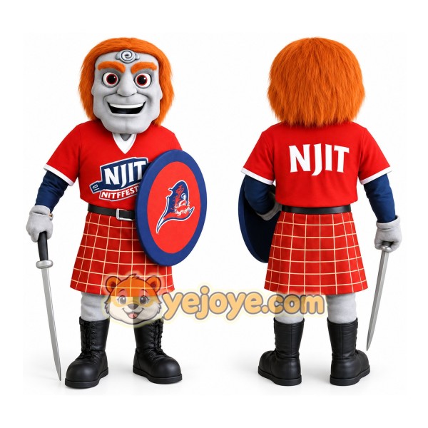 Red Orange Highlander Warrior Mascot Costume