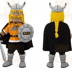 Orange Black Yellow Viking Mascot Costume