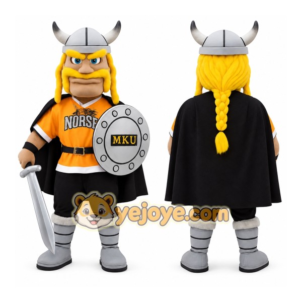Orange Black Yellow Viking Mascot Costume