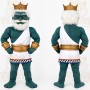 Teal White Gold Bearded King Mascot Costume
