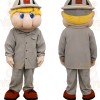 Gray Yellow Construction Worker Mascot Costume