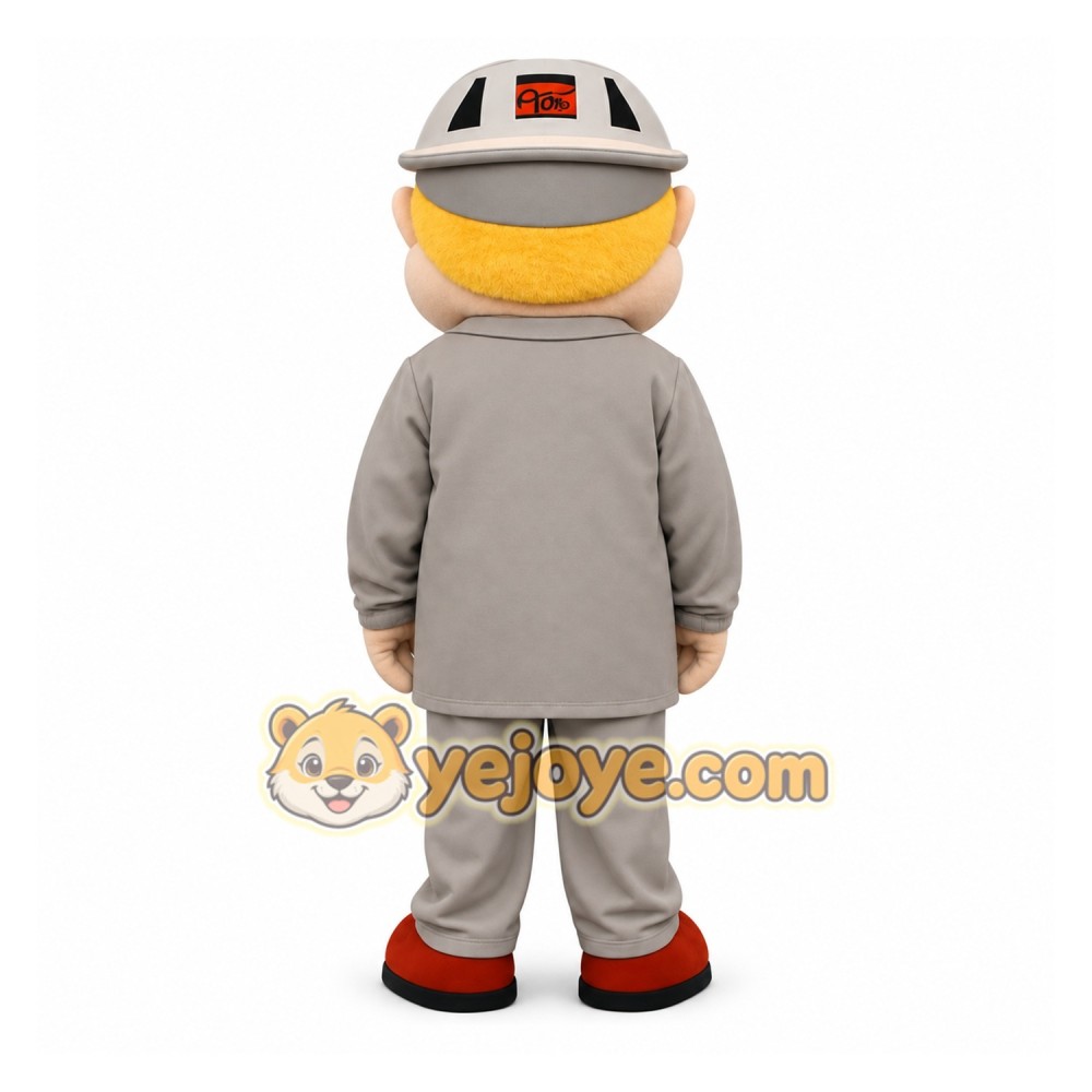 Gray Yellow Construction Worker Mascot Costume Gray Yellow Construction Worker Mascot Costume