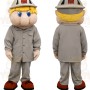 Gray Yellow Construction Worker Mascot Costume