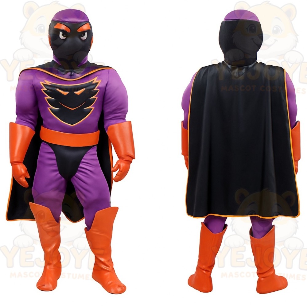 Purple Orange Superhero Mascot Costume