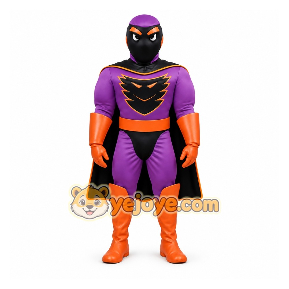 Purple Orange Superhero Mascot Costume Purple Orange Superhero Mascot Costume