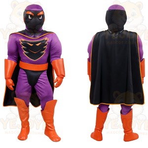 Purple Orange Superhero Mascot Costume