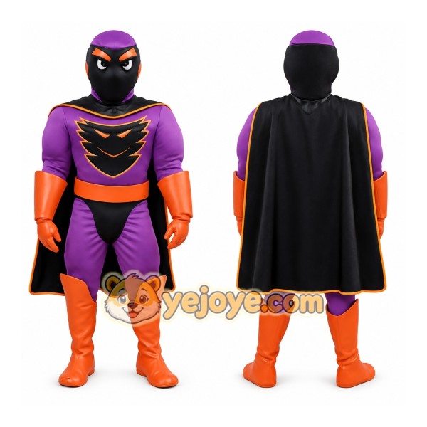 Purple Orange Superhero Mascot Costume