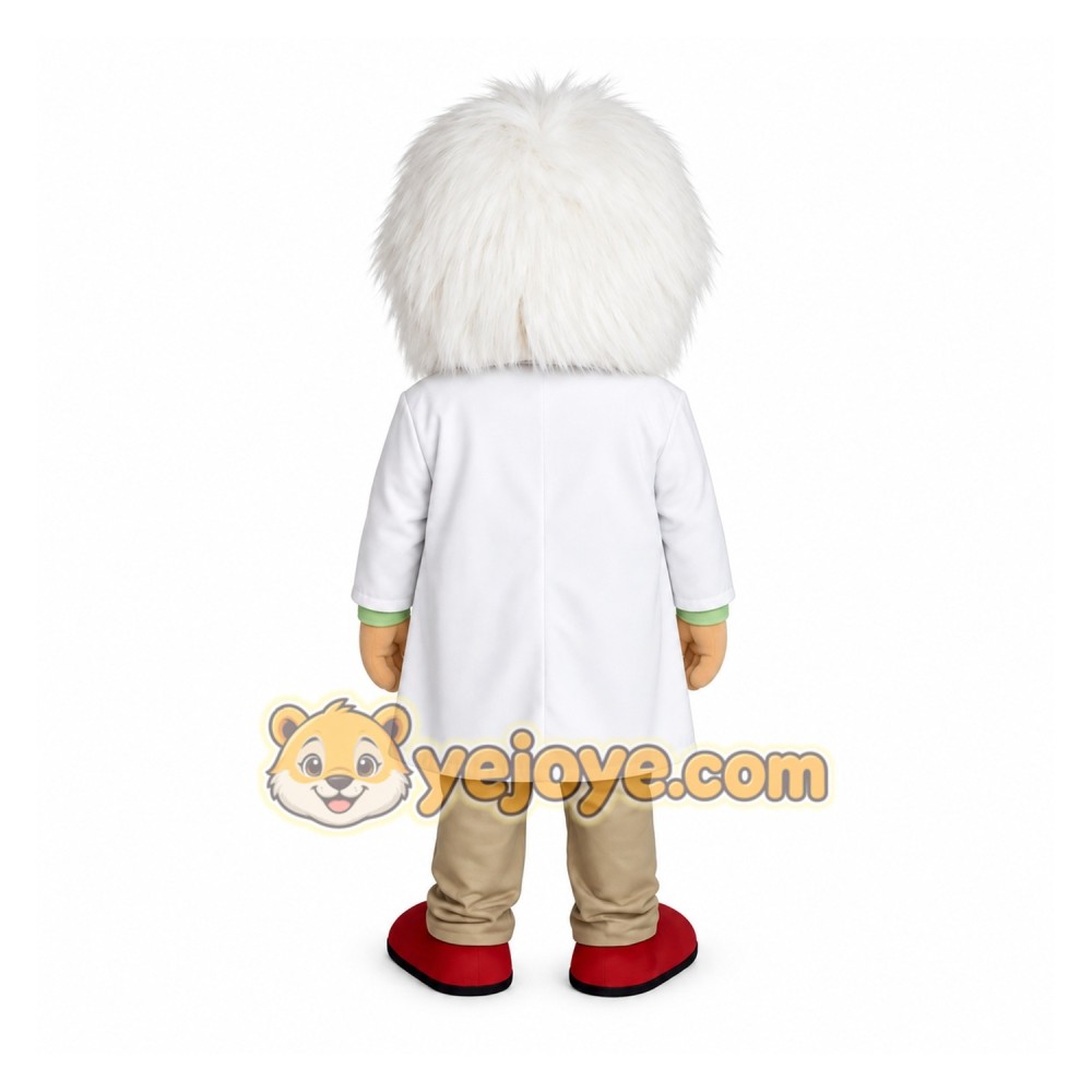 White Beige Old Scientist Mascot Costume White Beige Old Scientist Mascot Costume